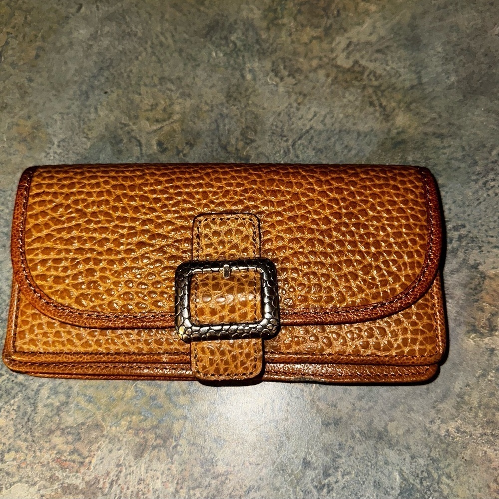Brighton Tan leather wallet with Silver Buckle